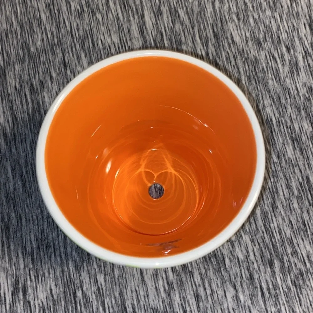 Vintage Orange and Green Floral Spring Bath and Body Works Vase Planter Pot